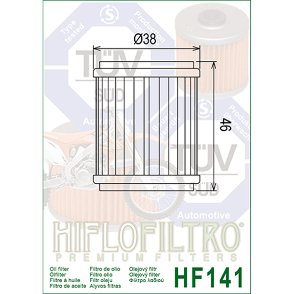 Filtro olio Hiflo HF141 Yamaha Yzf/Wrf 250 - 450 2003 - 2008 Tm 2008 - 2026